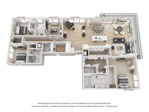 Floor plan for 3 beds, 3.5 baths, 2991 sqft